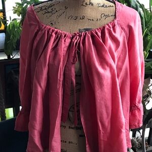 CP Shades Pink Women's Top. Tie closure at neck but open otherwise.
100% silk